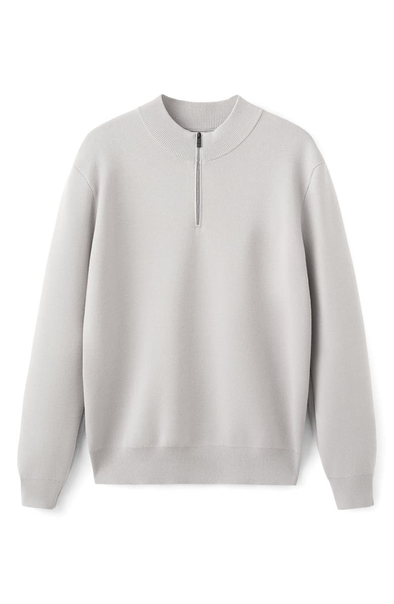 MANGO Comfort Quarter Zip Sweater, Alternate, color, Ice Grey