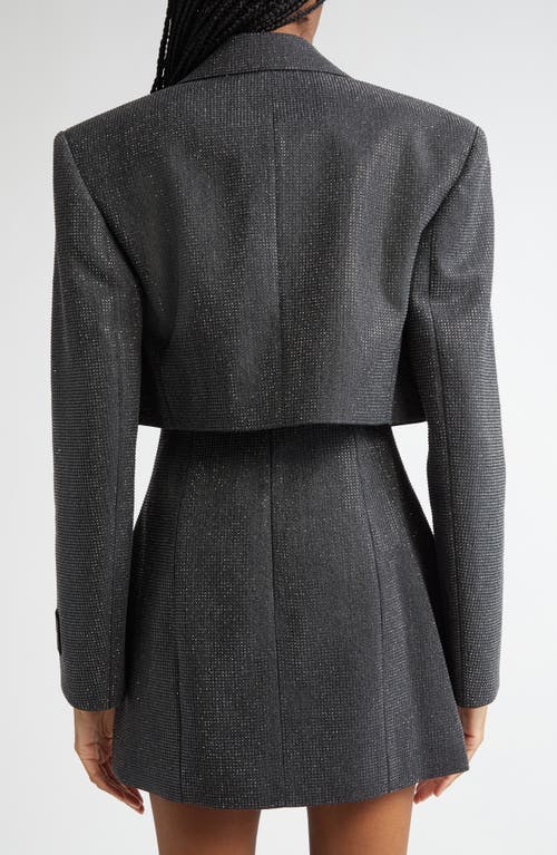 Alexander Wang Hotfix Beaded Wool Crop Blazer In 010 Charcoal