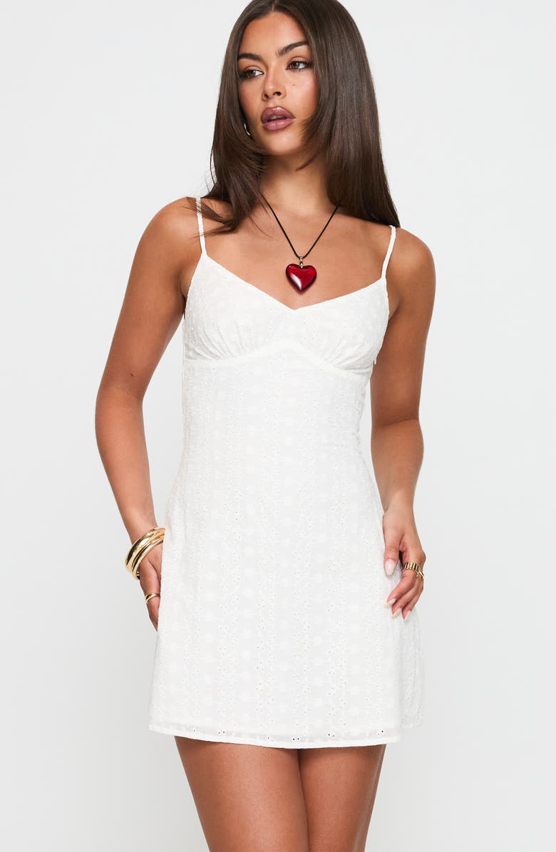 Princess Polly Jaye Cotton Broderie Anglaise Mini Sundress, Alternate, color, White Broderie