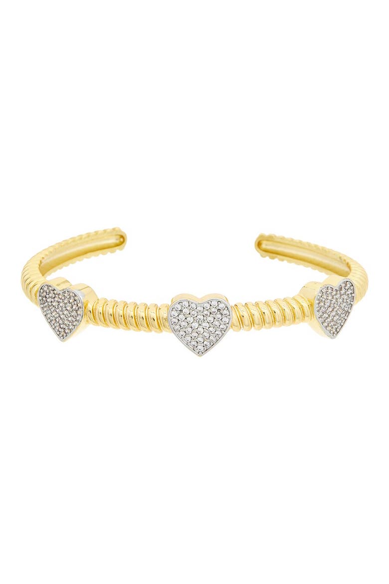 Pavé Cubic Zirconia Heart Cuff Bracelet, Main, color, YELLOW
