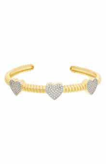 Juvell Pavé Cubic Zirconia Heart Cuff Bracelet