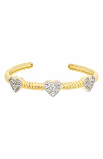 Pavé Cubic Zirconia Heart Cuff Bracelet