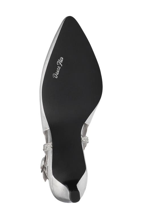 Easy Street Glisten Kitten Heel Slingback Pump In Silver Satin