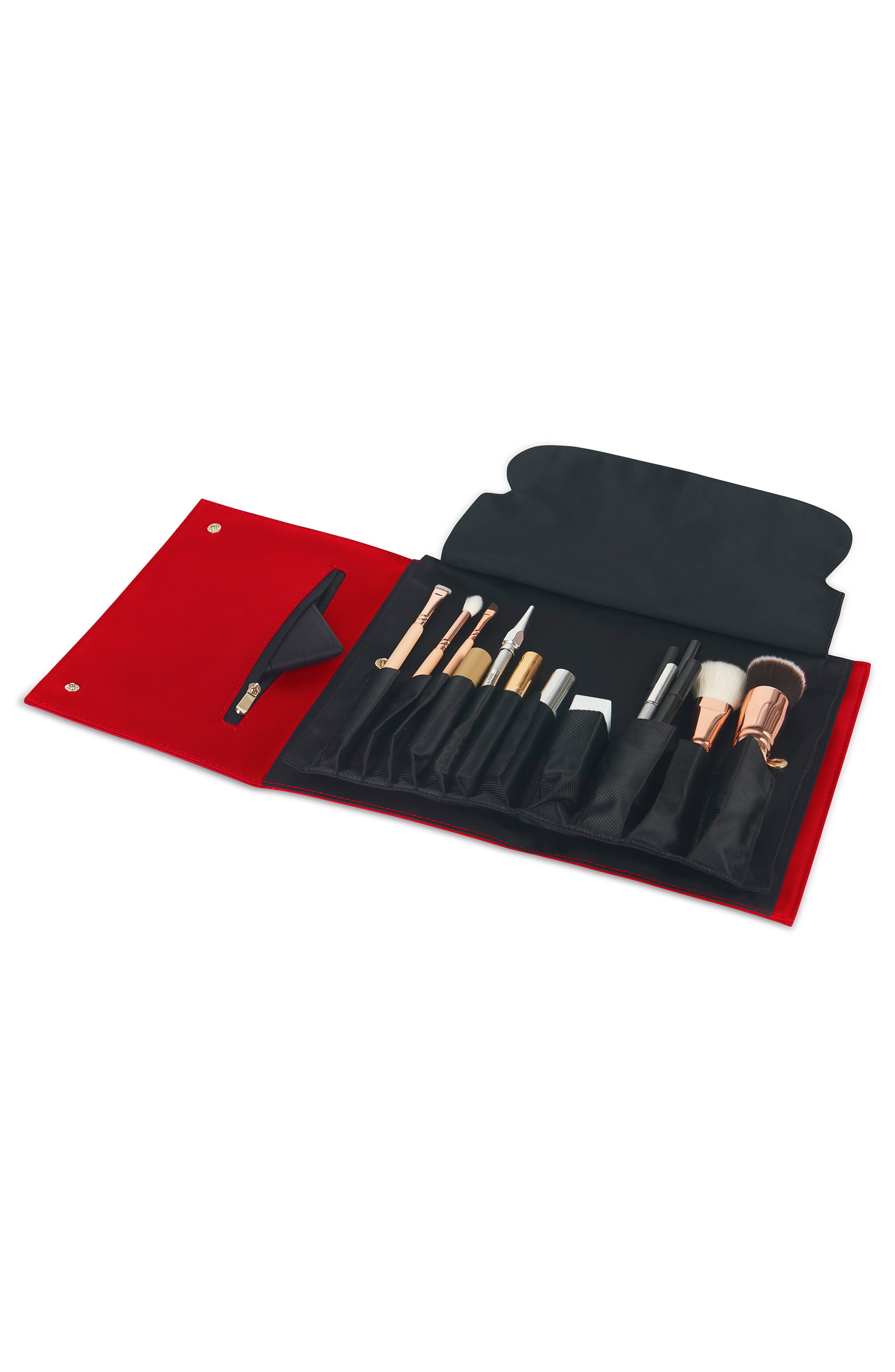 Brush Organizer Clutch, Alternate, color, CANDY APPLE RED