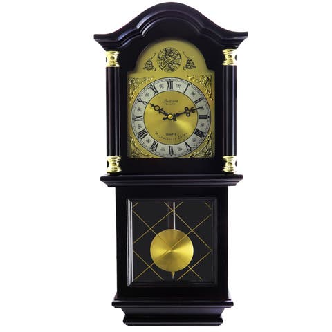 Classic 26in Pendulum Wall Clock with Oak Finish
