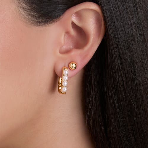 Jessica Simpson Pearl Stud Earring Set Of 3 In Gold