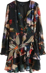 smALLSAINTS by ALLSAINTS Kids' Floral Wrap Front Long Sleeve Dress