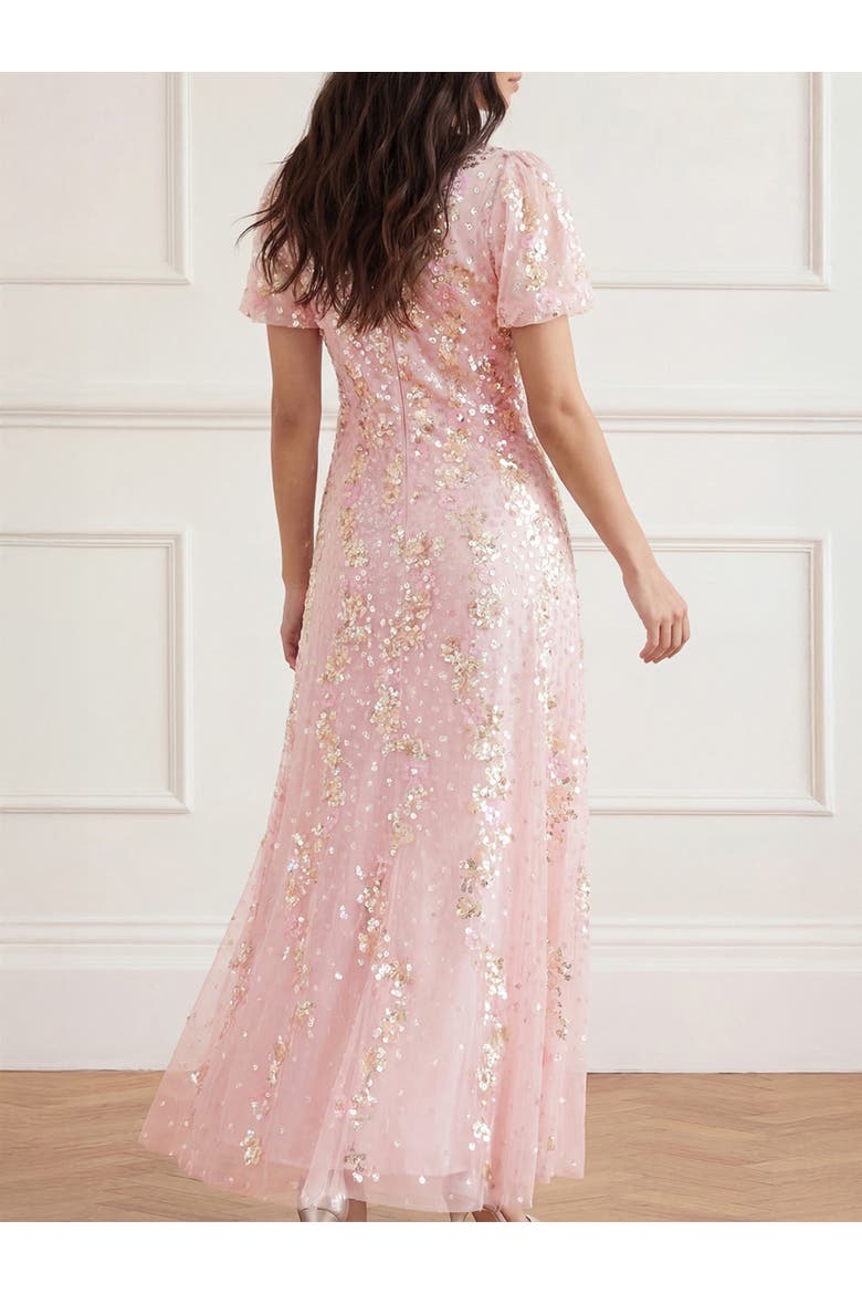Confetti Round Neck Ankle Gown, Alternate, color, Peony Pink/Multi