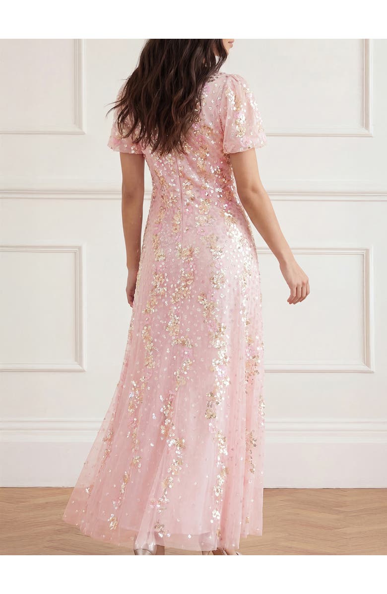 Needle & Thread Confetti Round Neck Ankle Gown, Alternate, color, Peony Pink/Multi