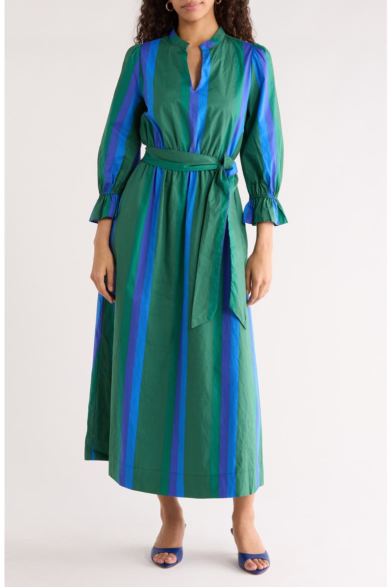 Dolary Stripe Senda Shirtdress, Main, color, EMERALD-BLUES