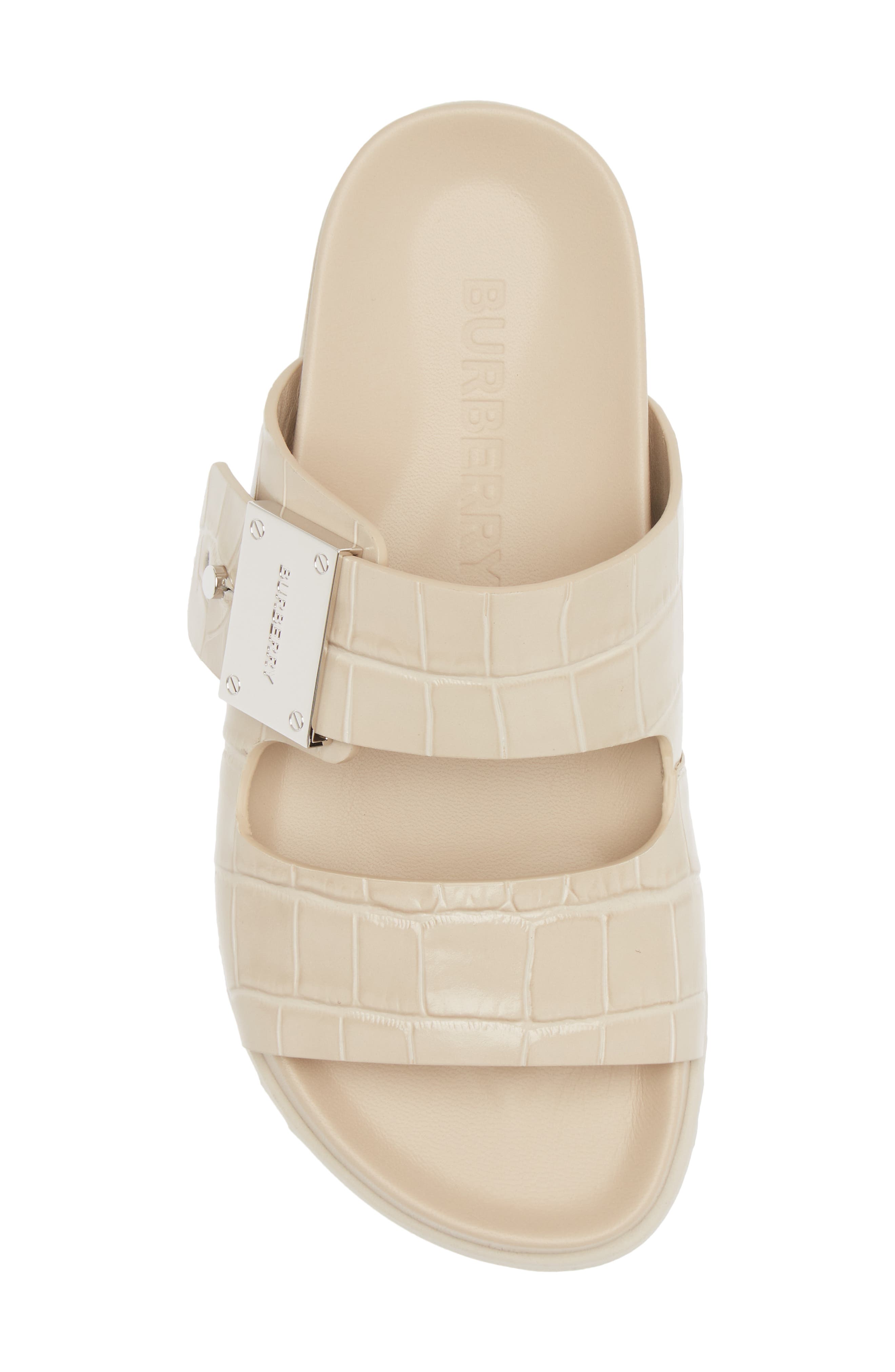 Burberry Olympia Croc Embossed Sandal, Alternate, color, Soft Fawn