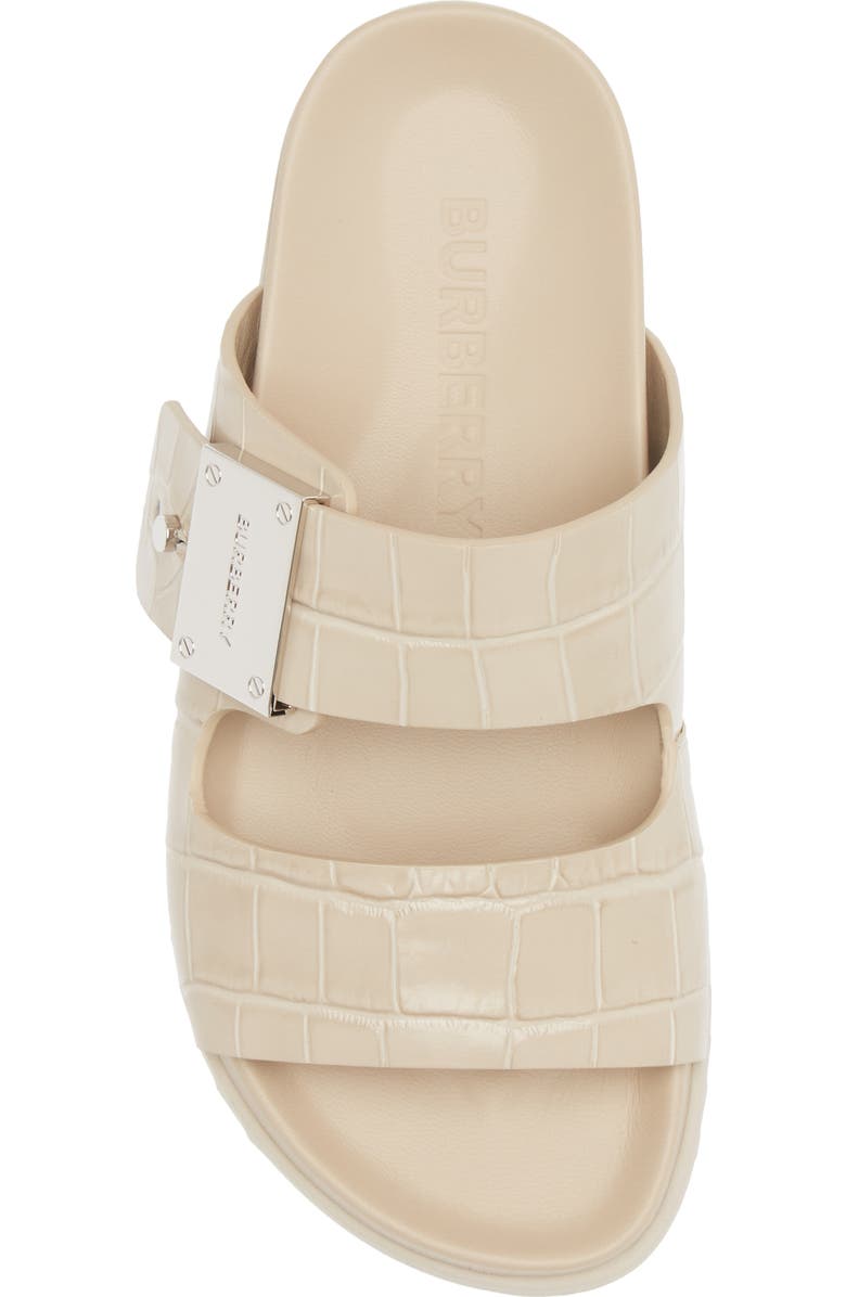 Burberry Olympia Croc Embossed Sandal, Alternate, color, Soft Fawn