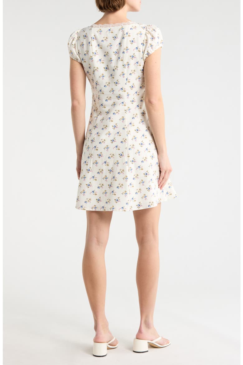 Linen Blend Minidress, Alternate, color, IVORY DITSY