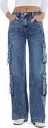 Wash Lab Denim High Waist Straight Leg Cargo Jeans
