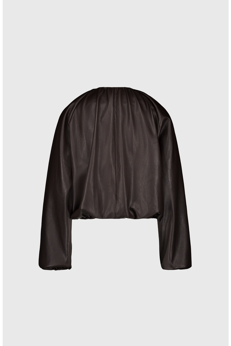Edda Faux Leather Bomber Jacket, Alternate, color, Dark Brown