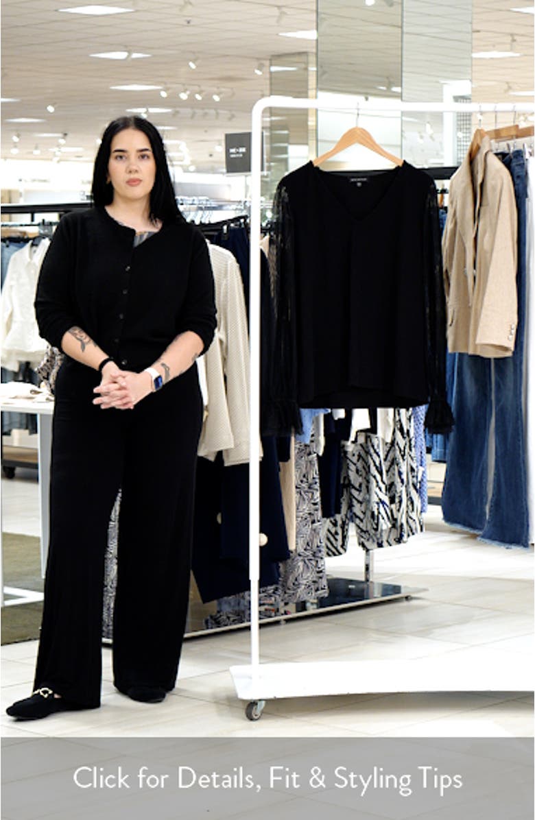Pleated Bell Sleeve Stretch Cotton Ponte Top, sales video thumbnail