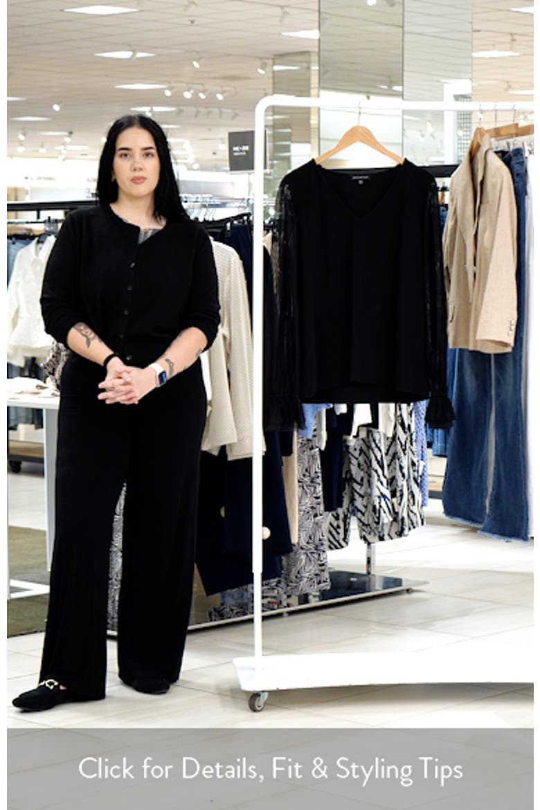 Pleated Bell Sleeve Stretch Cotton Ponte Top video