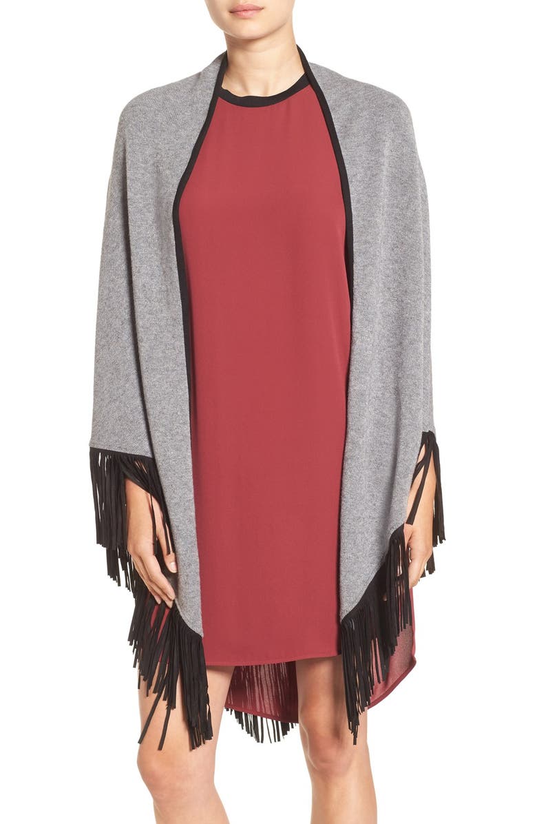 La Fiorentina Faux Suede Fringe Cape, Main, color, 