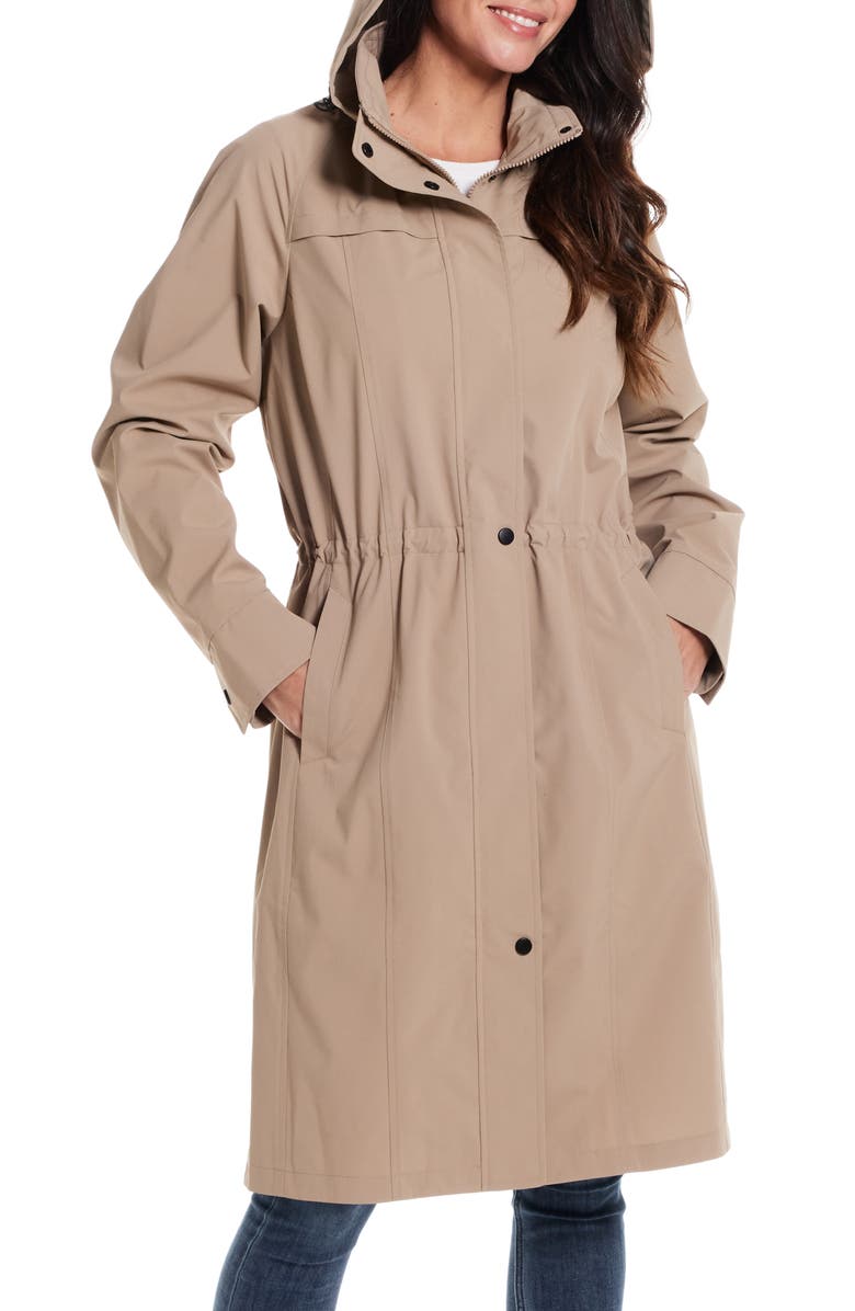 Gallery Water Resistant Hooded Raincoat, Alternate, color, Mushroom