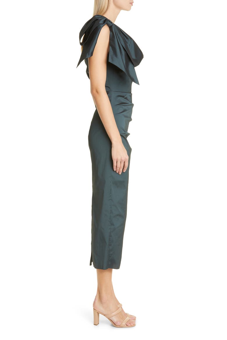 Beilis Ruched One-Shoulder Cocktail Dress, Alternate, color, EMERALD