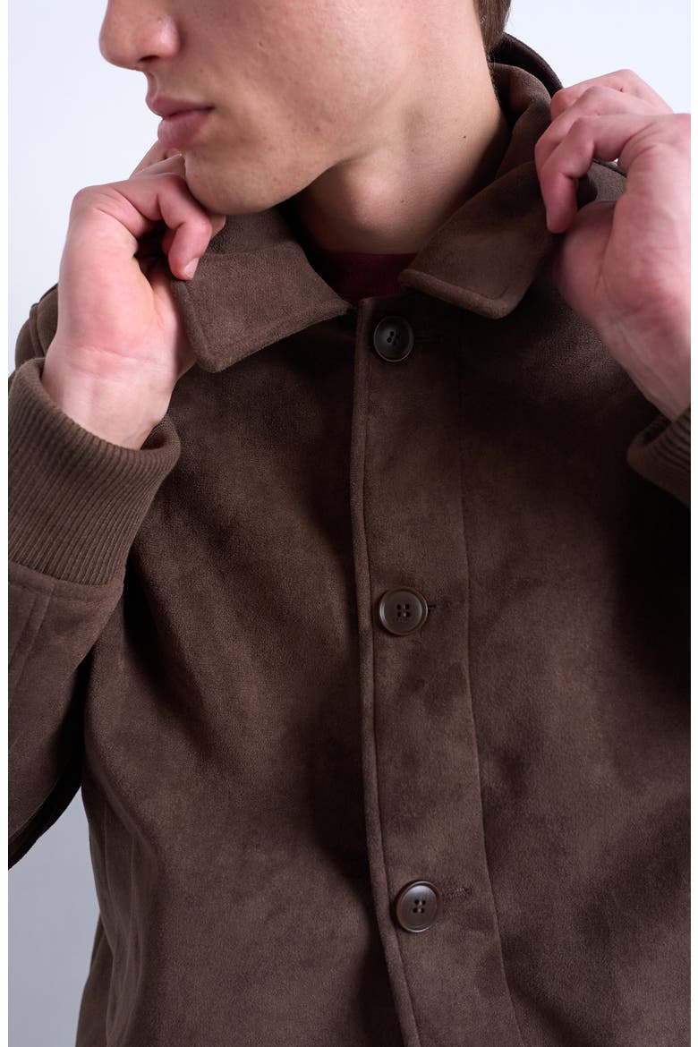 Faux Suede Harrington Jacket, Alternate, color, BROWN
