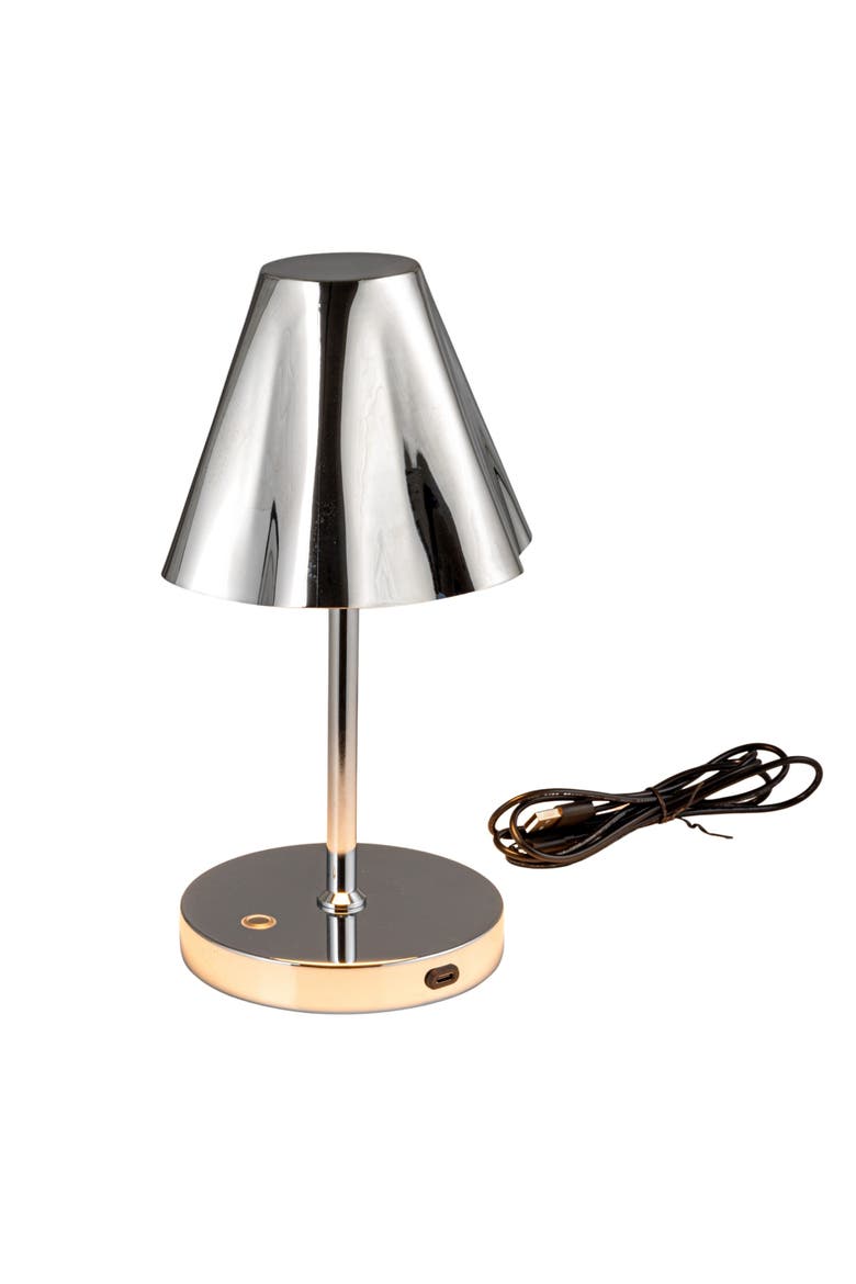 Metal LED Rechargeable Table Lamp with Touch Sensor, Silver Finish, Alternate, color, Chrome