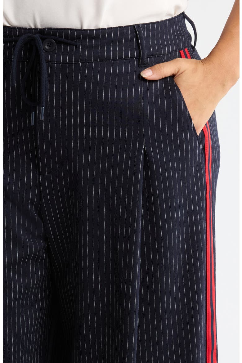 Pinstripe Front Pleat Wide Leg Pants, Alternate, color, DEEP MIDNITE STRIPE