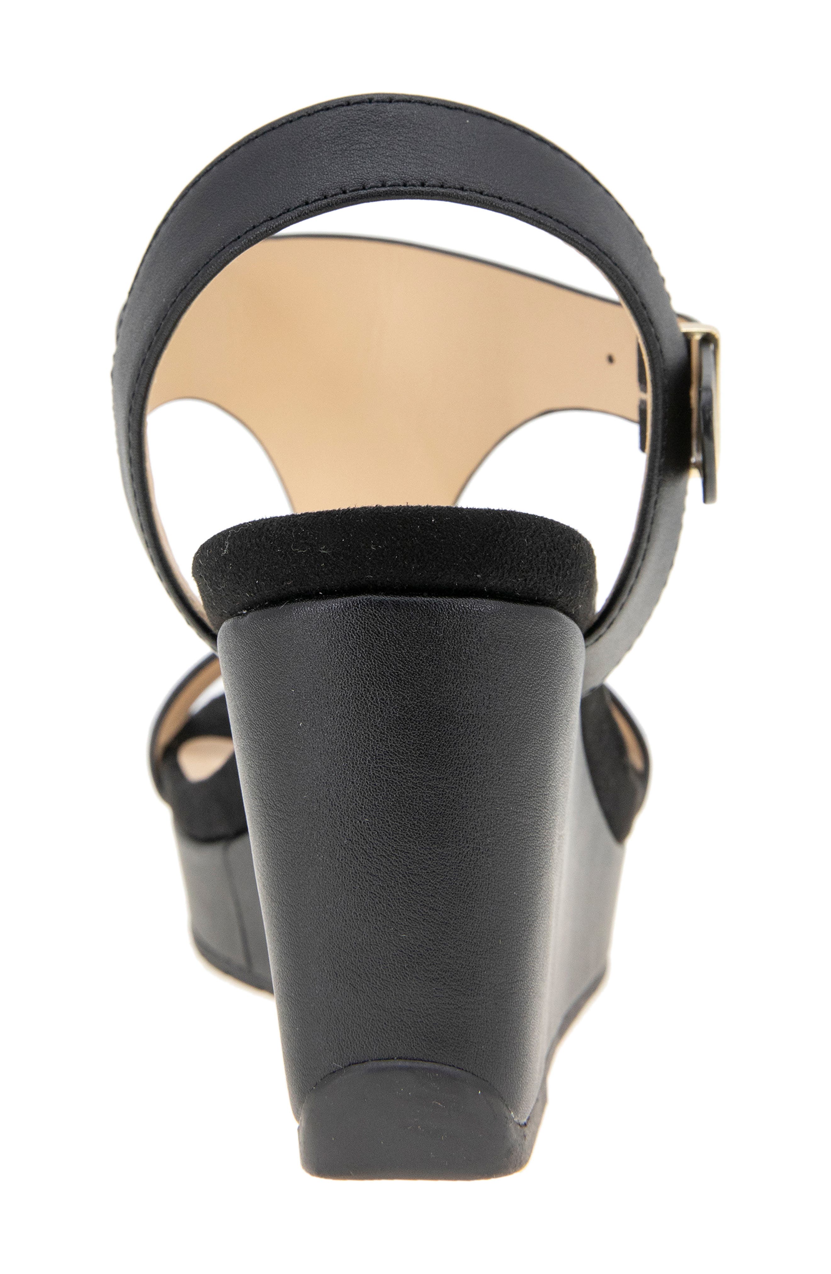 Reaction Kenneth Cole Card Platform Wedge Sandal, Alternate, color, Black/Black