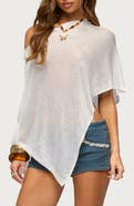 EDIKTED Azalia One-Shoulder Semisheer Poncho