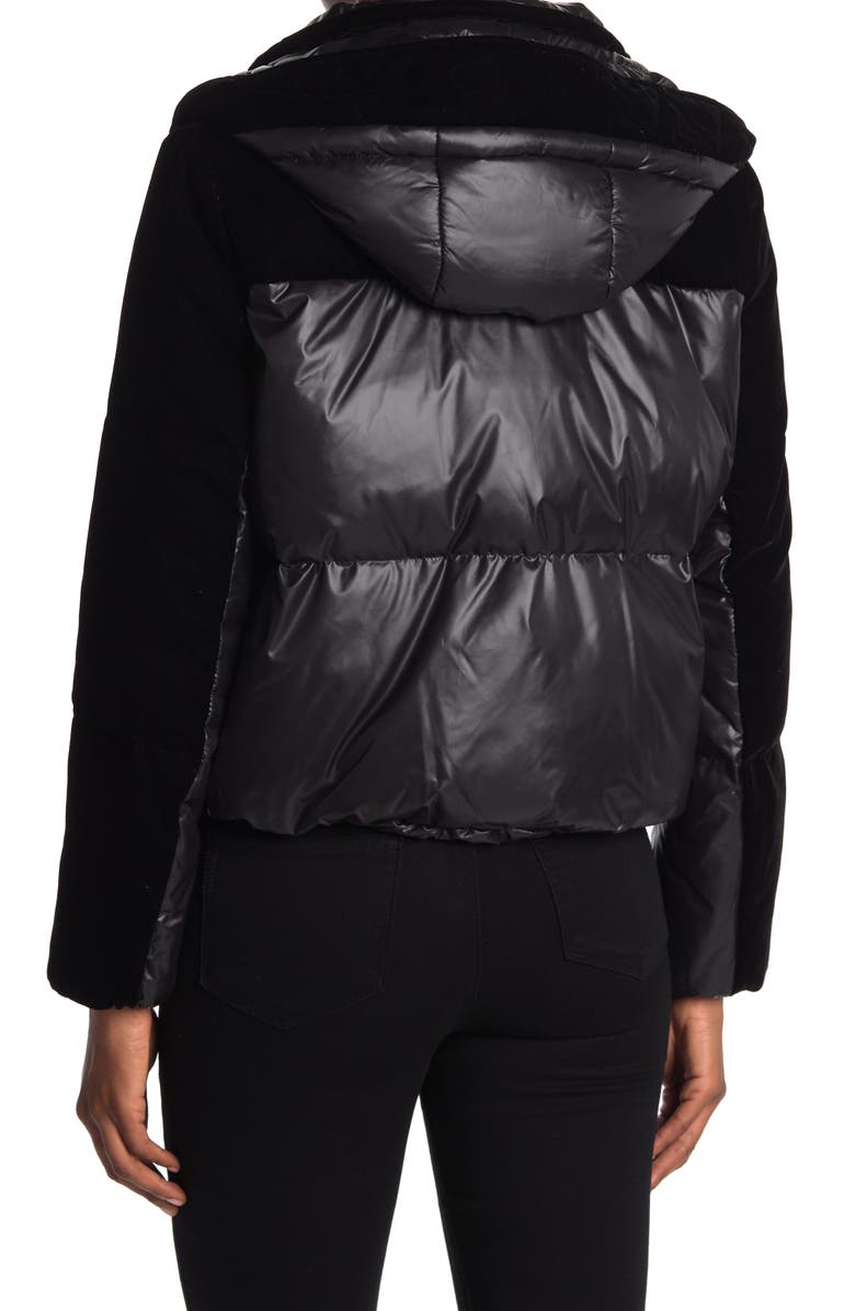 Andrew Marc Hooded Quilted Down Puffer Jacket, Alternate, color, Black