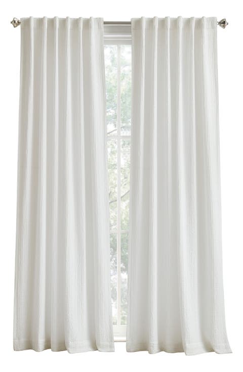 Waffle Stripe Set of 2 Cotton Curtain Panels