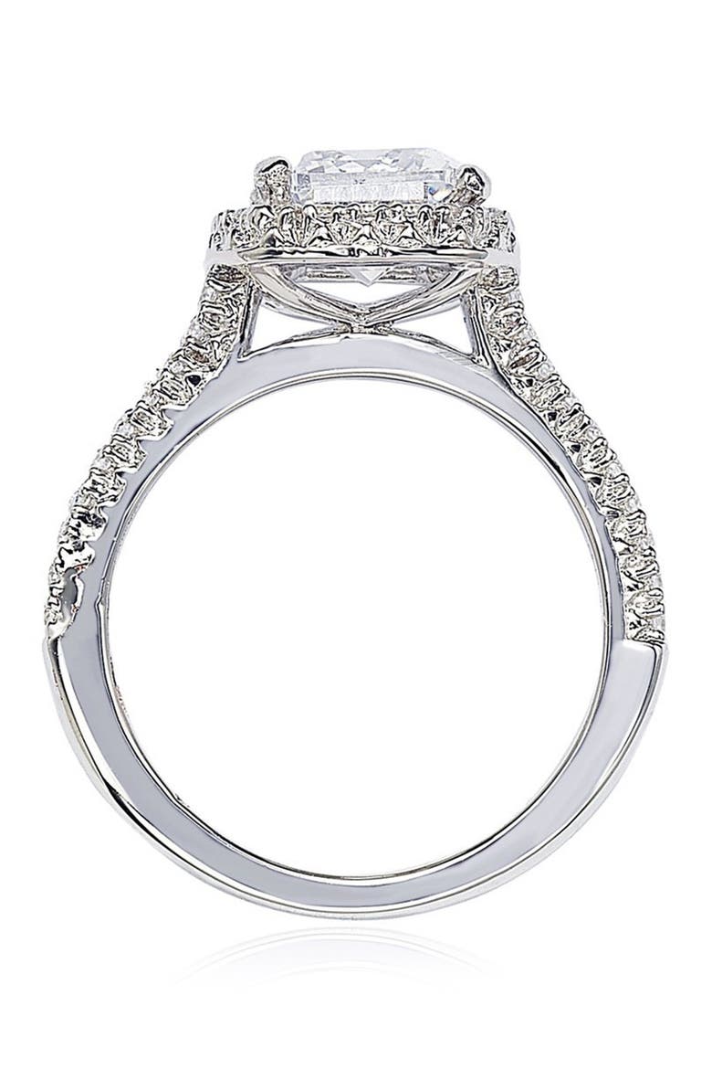 Emerald Cut Cubic Zirconia Ring, Alternate, color, WHITE