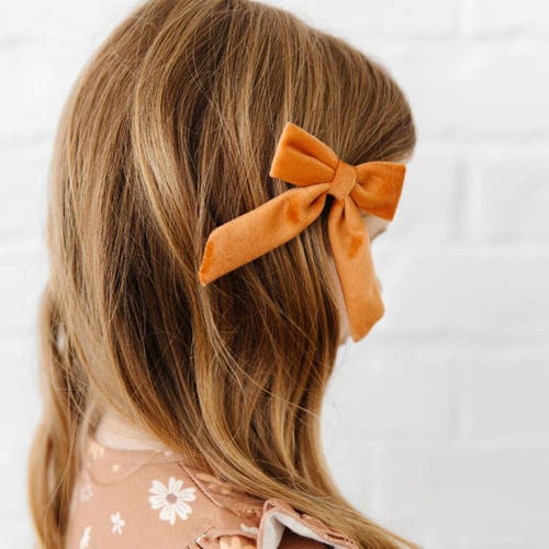 Sweet Wink Spice Velvet Bow Clip In Brown
