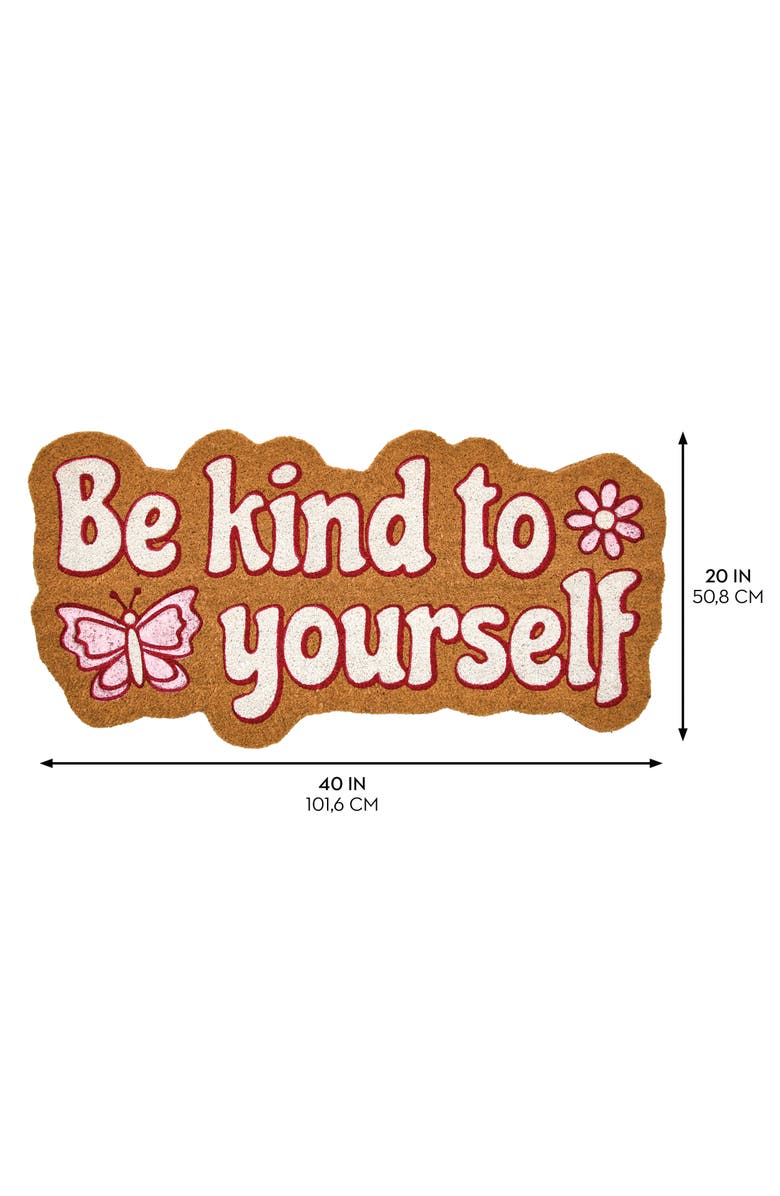 mDesign Be Kind to Yourself Shaped Coir Doormat for Outdoor/Indoor, Natural, Alternate, color, Natural