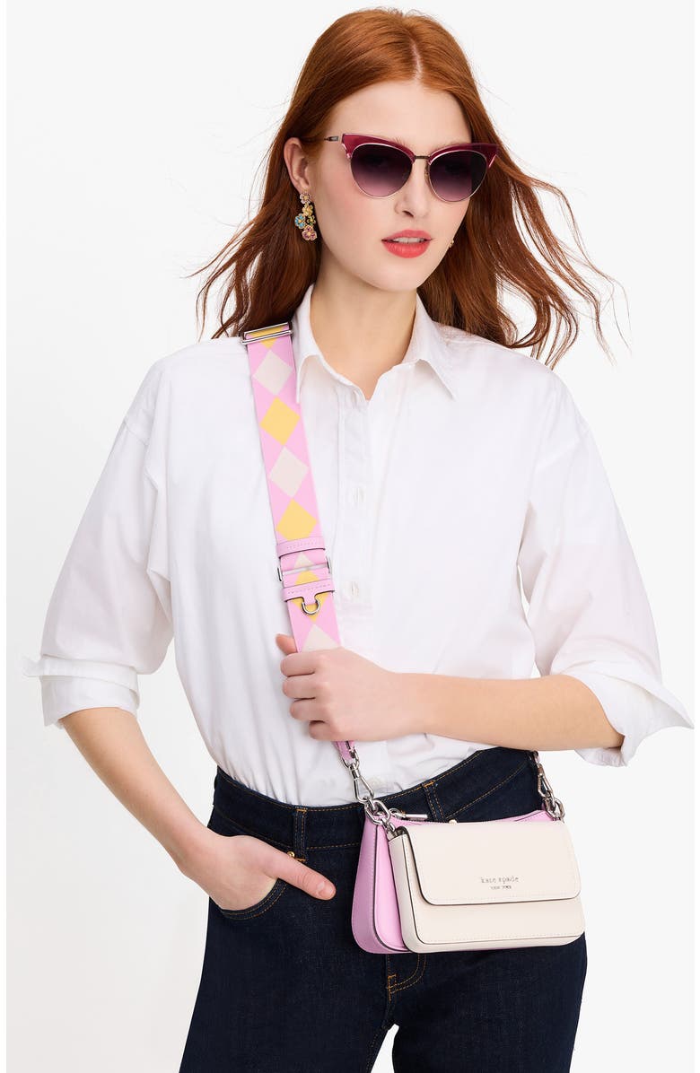 Kate Spade New York morgan double up colorblock saffiano leather crossbody bag, Alternate, color, Parchment Multi