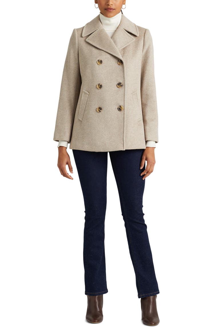 Wool Blend Peacoat, Alternate, color, TWO TONE
