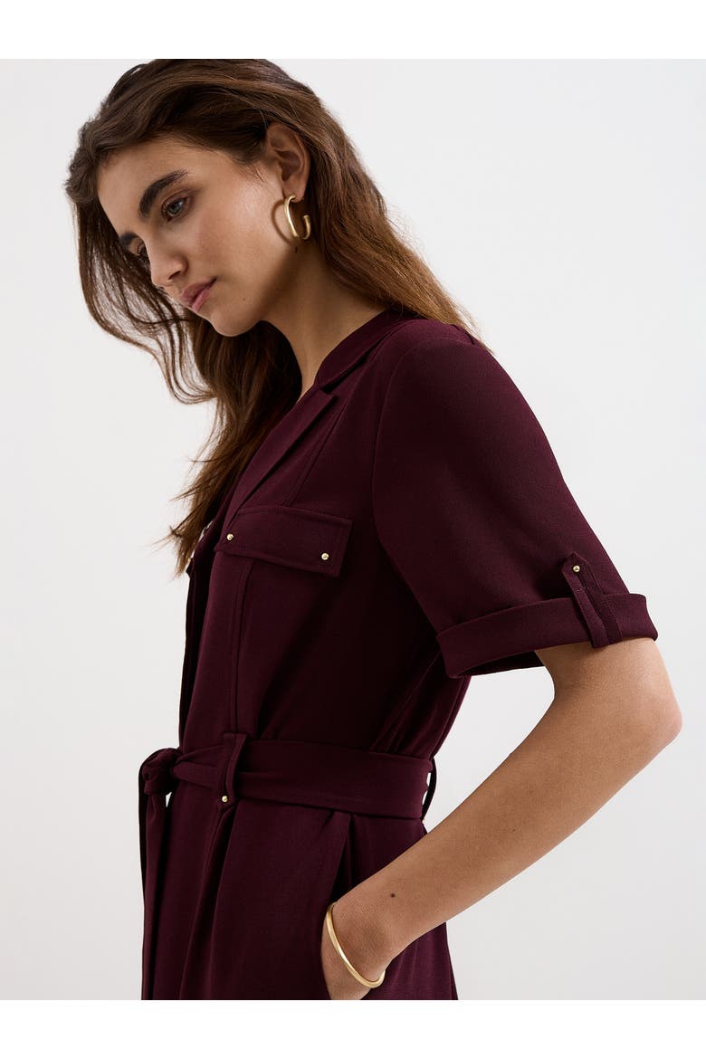 Marlina Belted Mini Shirt Dress, Alternate, color, Burgundy