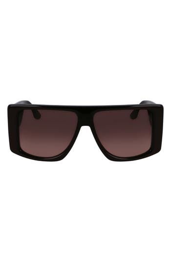 Victoria Beckham Vb Monogram 51mm Rectangular Sunglasses In Brown
