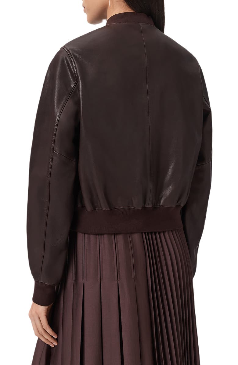 AllSaints Orten Leather Bomber Jacket, Alternate, color, Oxblood Red