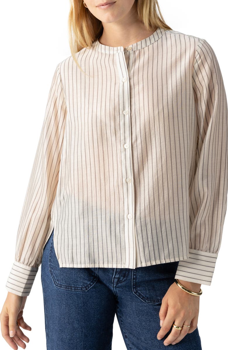 Sanctuary Band Collar Button-Up Shirt, Main, color, 