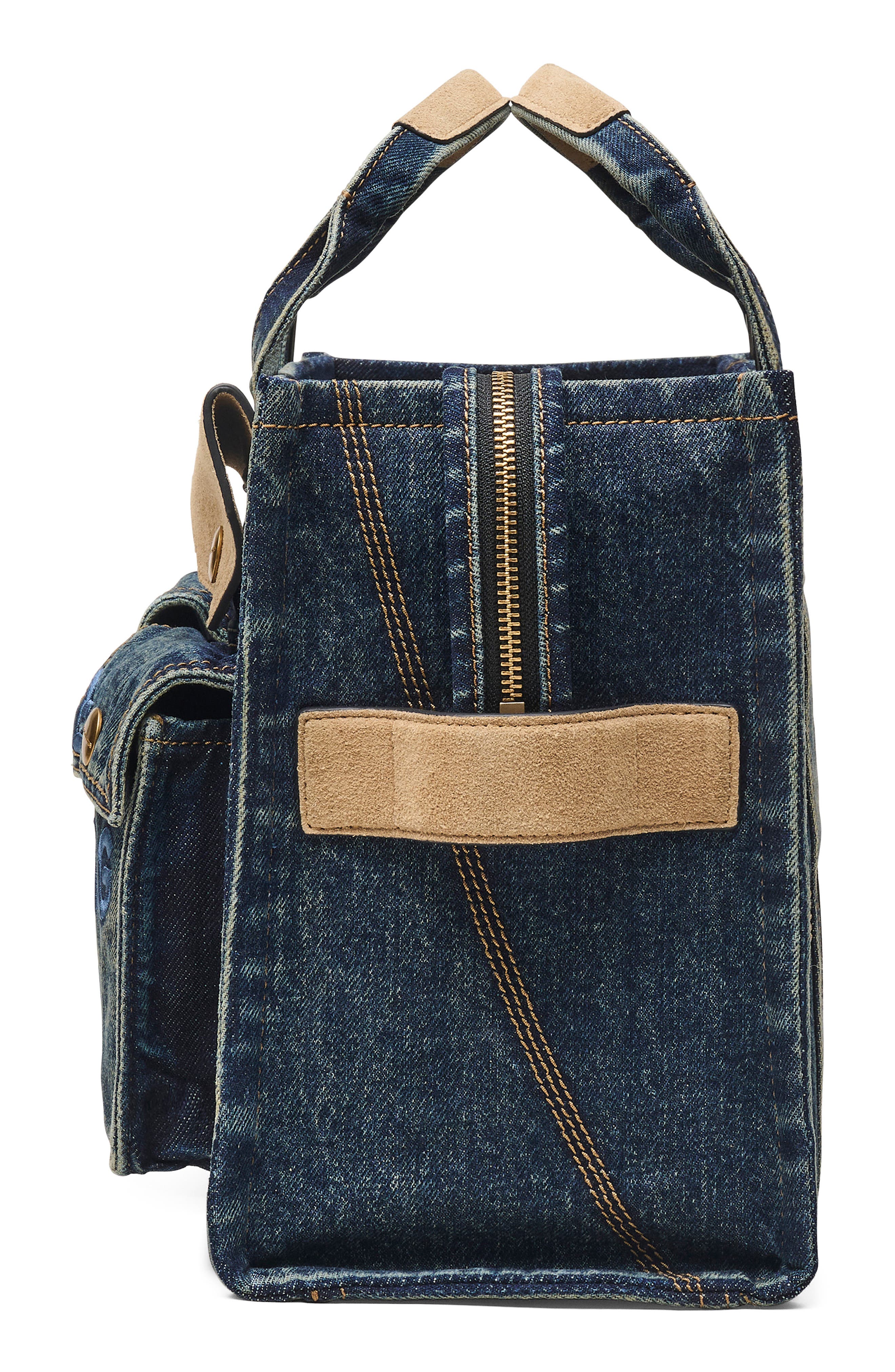 Marc Jacobs The Medium Denim Tote, Alternate, color, Dark Wash Indigo