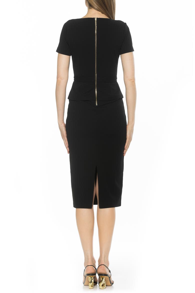 Vance Peplum Sheath Dress, Alternate, color, BLACK