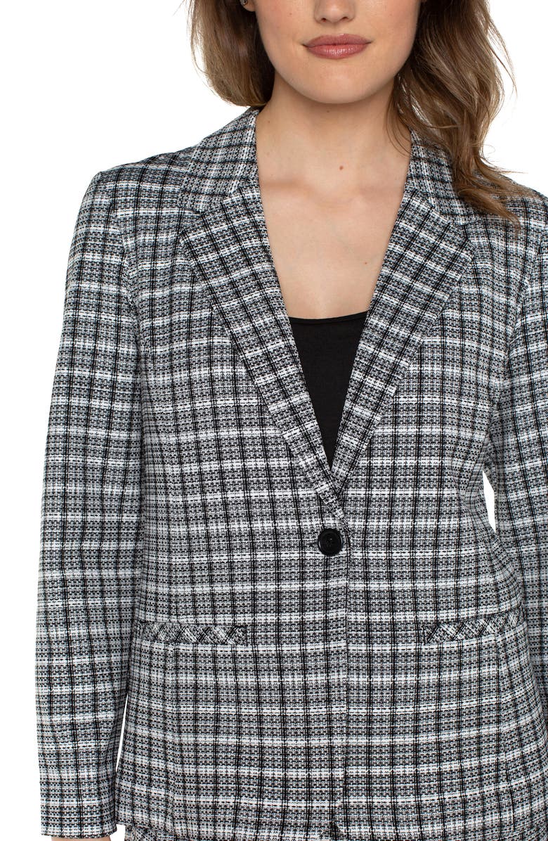 Liverpool Los Angeles Fitted One-Button Plaid Blazer, Alternate, color, 