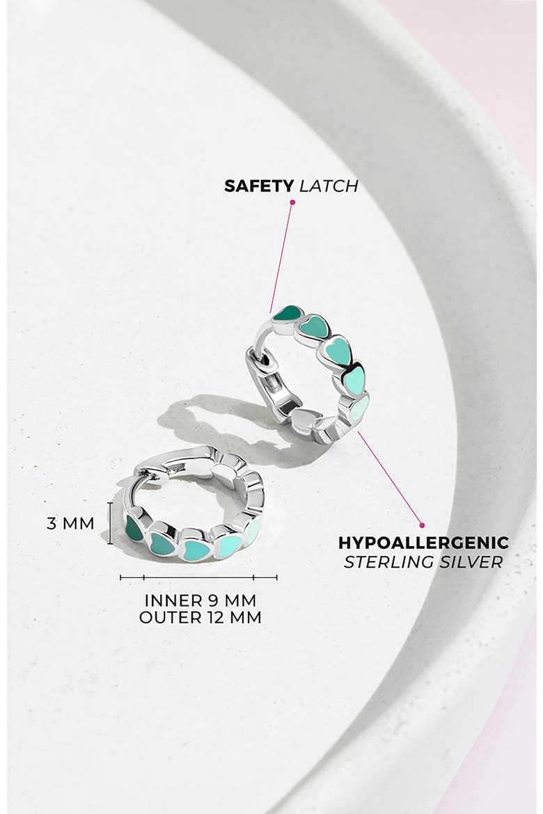 Heart Cascade Huggie Hoops, Alternate, color, Green