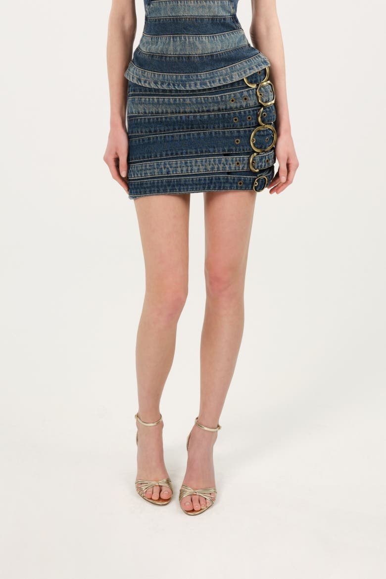 Denim Mini Skirt, Alternate, color, Multi-Colored