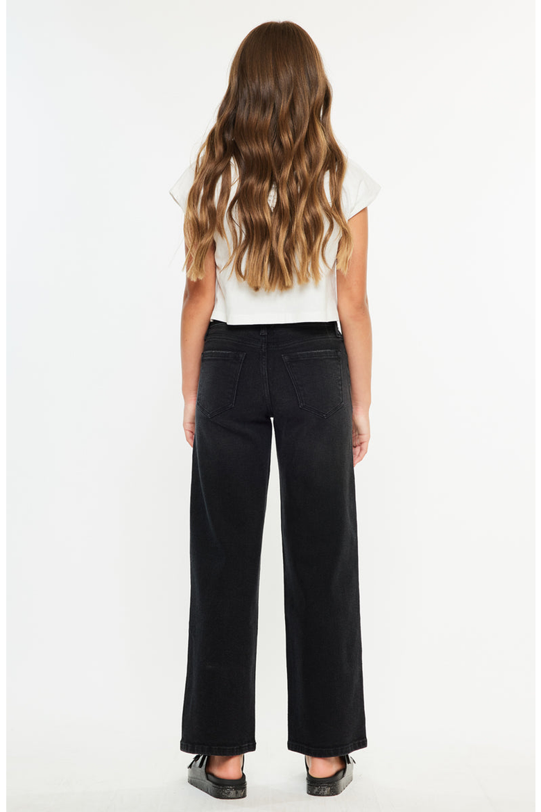 Coralynne High Rise Wide Leg Kids Jeans, Alternate, color, Black