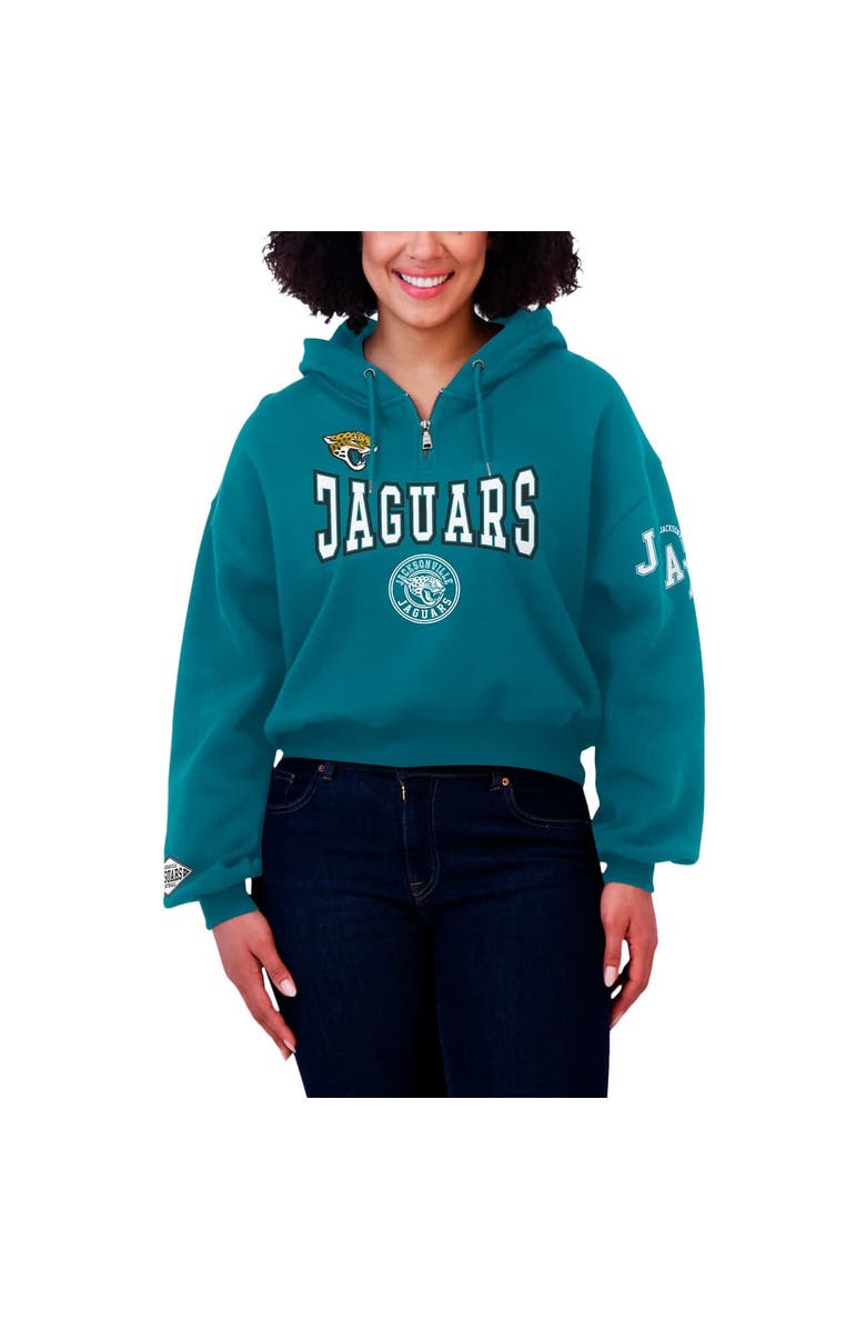 WEAR by Erin Andrews Women's WEAR by Erin Andrews Teal Jacksonville Jaguars Patch Quarter-Zip Pullover Hoodie, Alternate, color, Teal