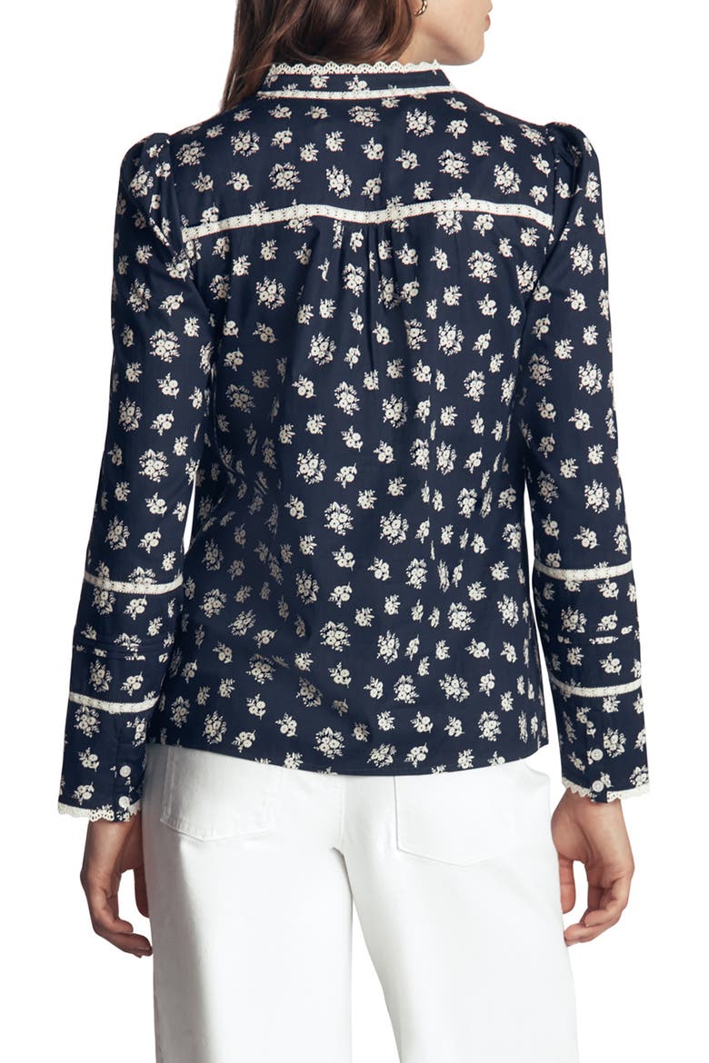 Carmen Trim Insert Cotton Top, Alternate, color, FRENCH NAVY DELICATE GARDEN