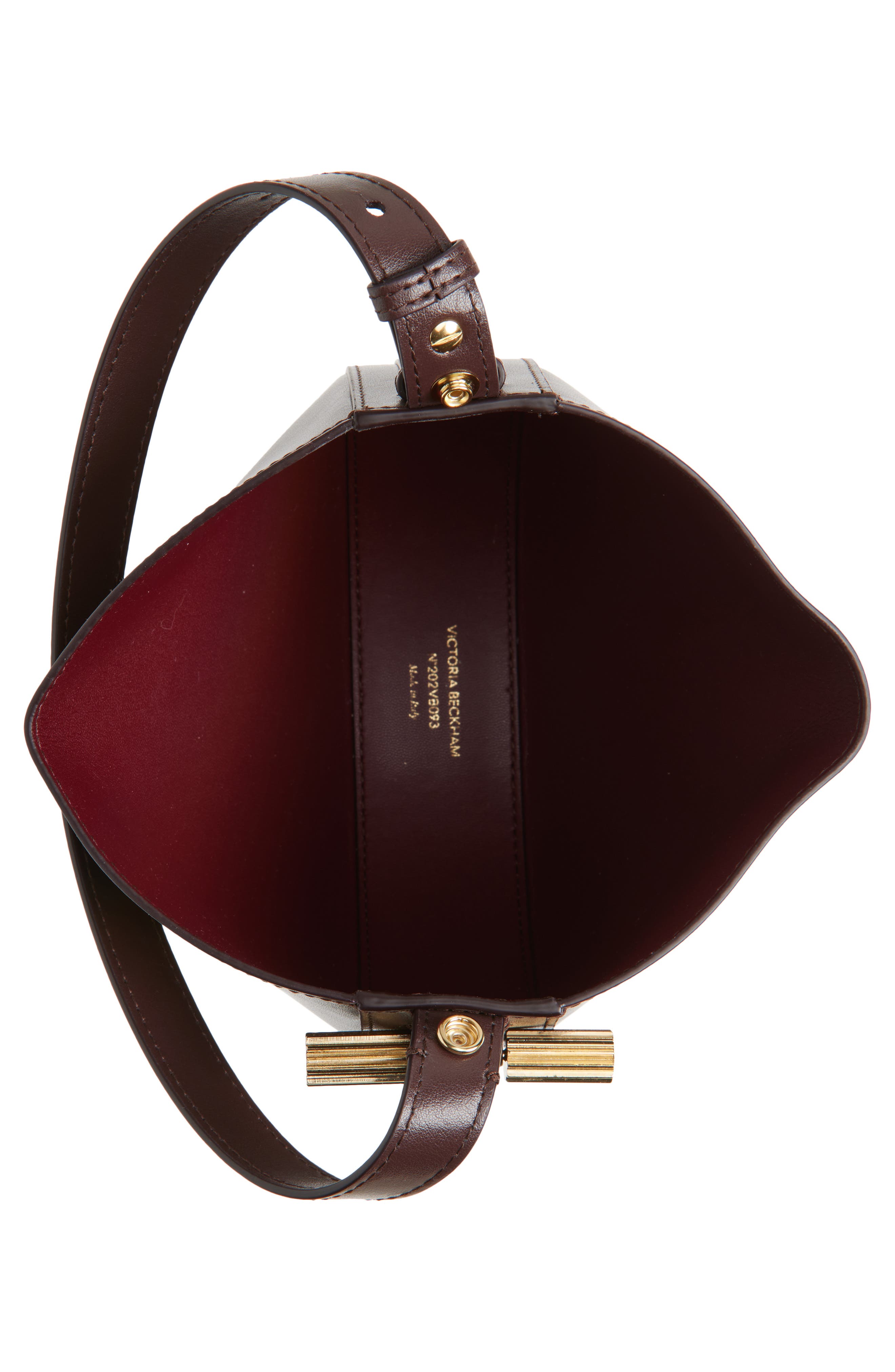 Victoria Beckham Mini Dia Leather Pouch Clutch, Alternate, color, Dark Burgundy