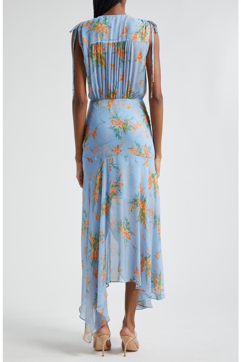 Dovima Floral Print Sleeveless Silk Dress, Alternate, color, BLUE OASIS MULTI
